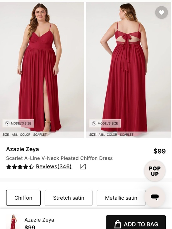 Unaltered Azazie Zeya A14 in Scarlet Spaghetti Strap Bridesmaid Maxi Dress - Picture 16 of 16